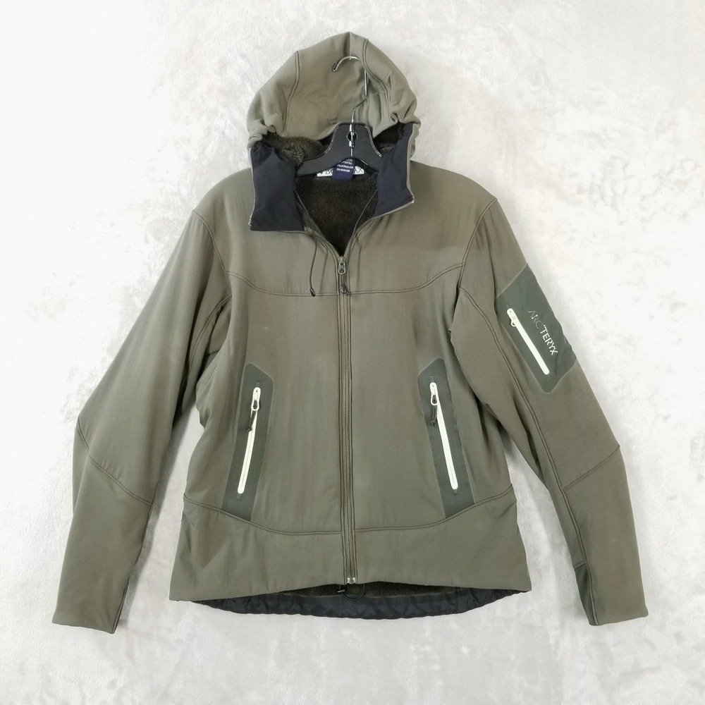 Arc'teryx Hyllus Hoody Softshell Jacket Women L Green Fleece Lined Full Zip